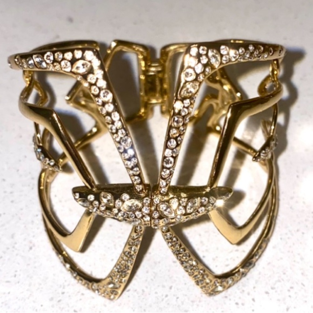 ALEXIS BITTAR Crystal BUTTERFLY 14K-Gold Plated Arm-Candy Jeweled Bracelet Cuff